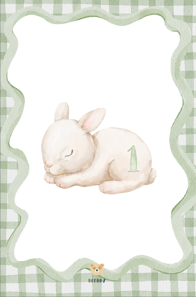 Cartons de Mois'nniversaire – Lapin vichy
