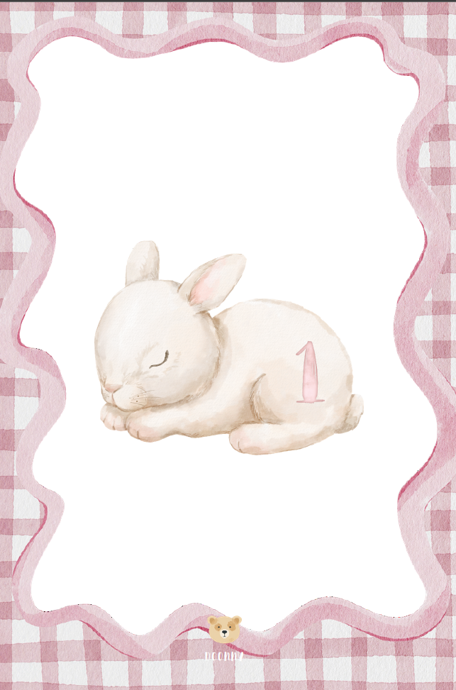 Cartons de Mois'nniversaire – Lapin vichy